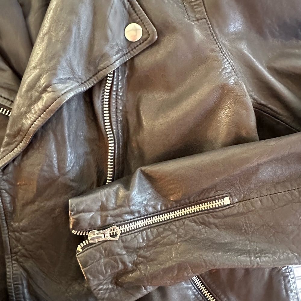 Madewell Washed Leather Oversized Motorcycle Jacket - L - Picture 8 of 12